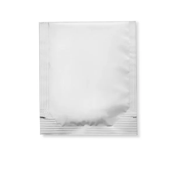Saqueta Plástico Branco Branco Para Medicamentos Medicamentos Café Açúcar Sal — Fotografia de Stock