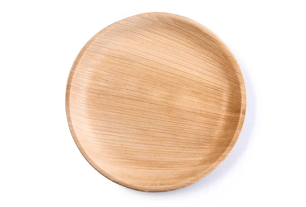 Eco Friendly Disposable Plate Made Palm Leaf Biodegradable Isolated White — Stock Photo, Image