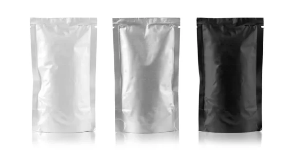 Mockup Stand Blank Bag Μαύρο Γκρι Και Άσπρο Για Καφέ — Φωτογραφία Αρχείου