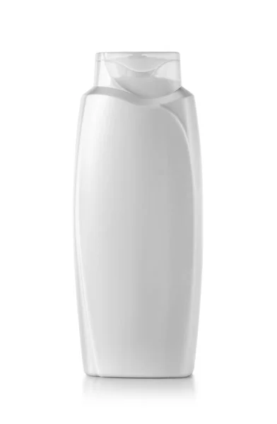 塑料洗发水瓶与翻转顶部透明 具有剪切路径的设计模型模板 — 图库照片