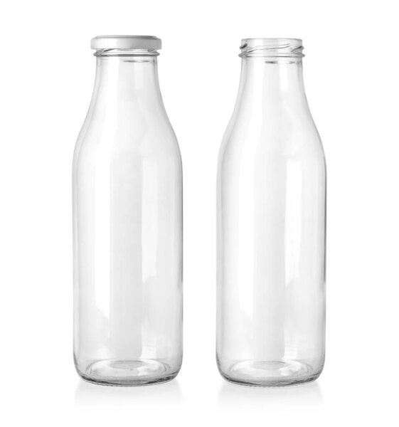empty milk bottle isolated on white with clipping path