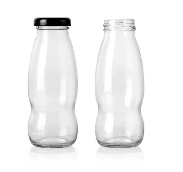 Botella Vidrio Vacío Aislado Sobre Fondo Blanco Con Camino Recorte —  Fotos de Stock