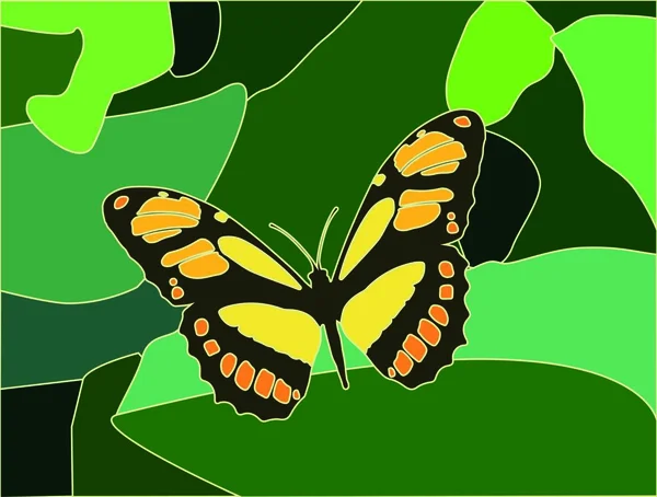 Stained glass style with bright butterfly illustration vector — Stock Vector