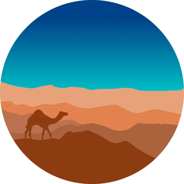Landskap öknen med en kamel — Stock vektor