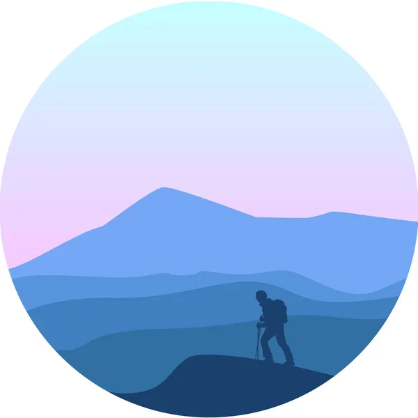 Montagna paesaggistica con alpinista — Vettoriale Stock