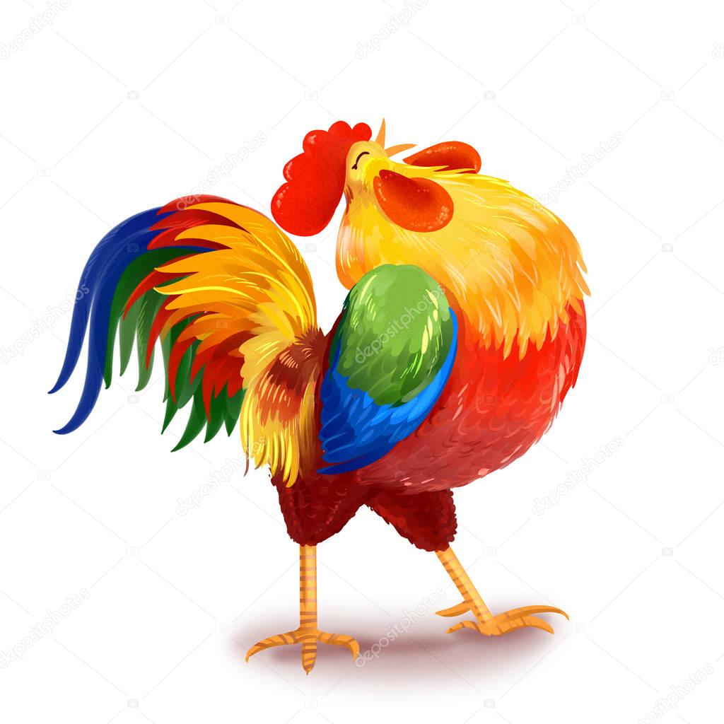 Funny Rooster, symbol of 2017 New Year
