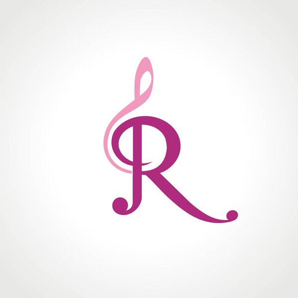 Letter R and Musical Symbol 