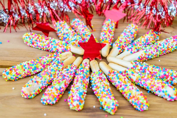 Biscuit stick  on wood table — Stock Photo, Image