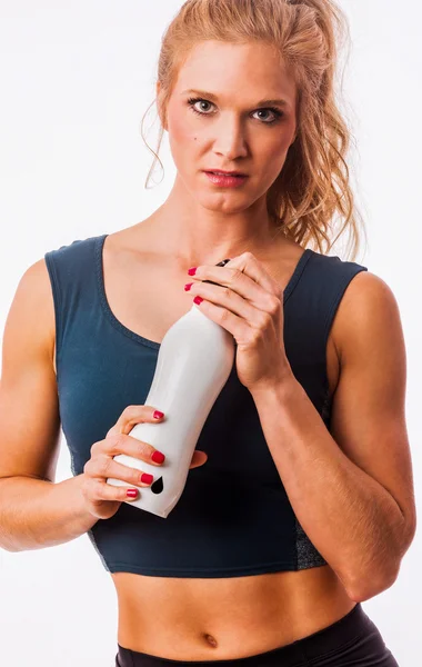 Modelo Fitness con Botella de Agua — Foto de Stock