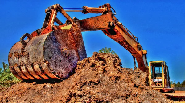 基坑开挖施工设备 免版税图库图片