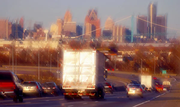 Traffico autostradale di Detroit — Foto Stock