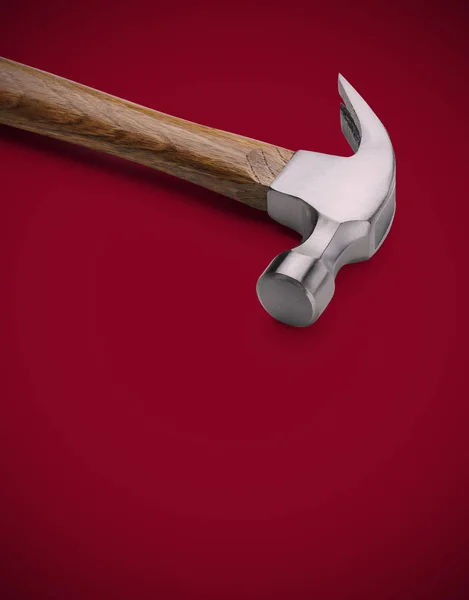 Wood Handle Claw Hammer on Red