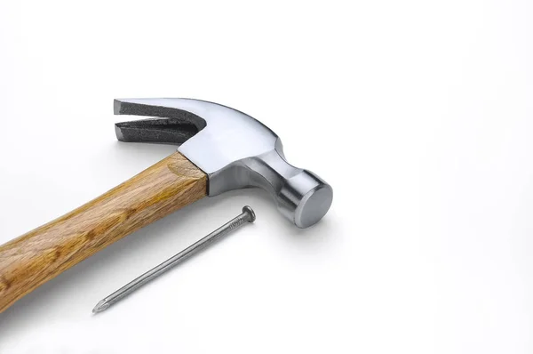 Wood Handle Claw Hammer on White — Stock Photo, Image