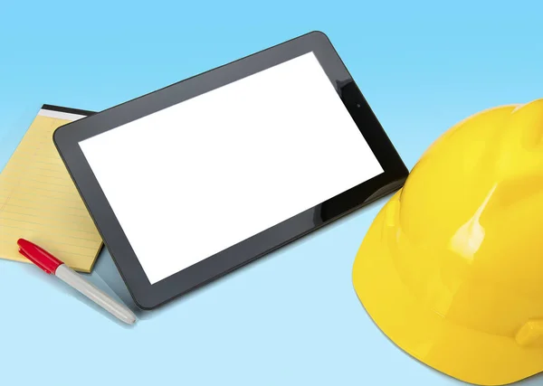 Tablet που χρησιμοποιούνται για την κατασκευή σχεδιαγράμματα — Φωτογραφία Αρχείου