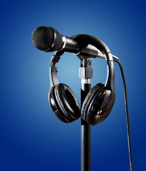 Studio Microphone and Headset for Recording Singer