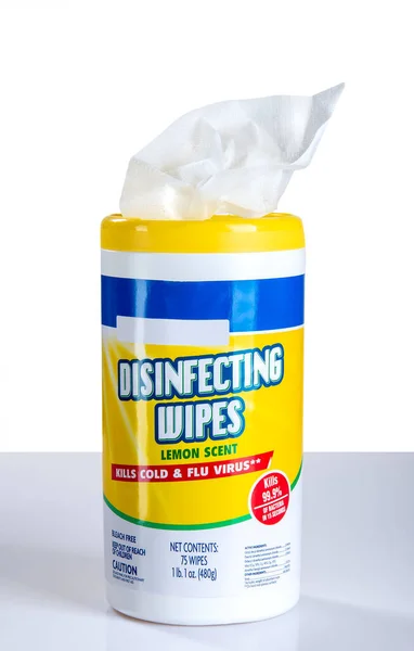 Contenitore Estrarre Salviettine Igienizzanti Disinfezione — Foto Stock