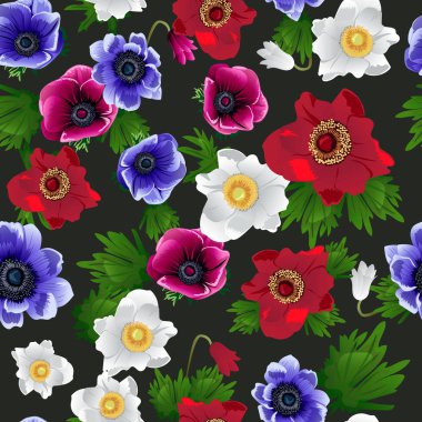naadloze patroon met anemone bloemenanemon çiçekleri ile Seamless Modeli