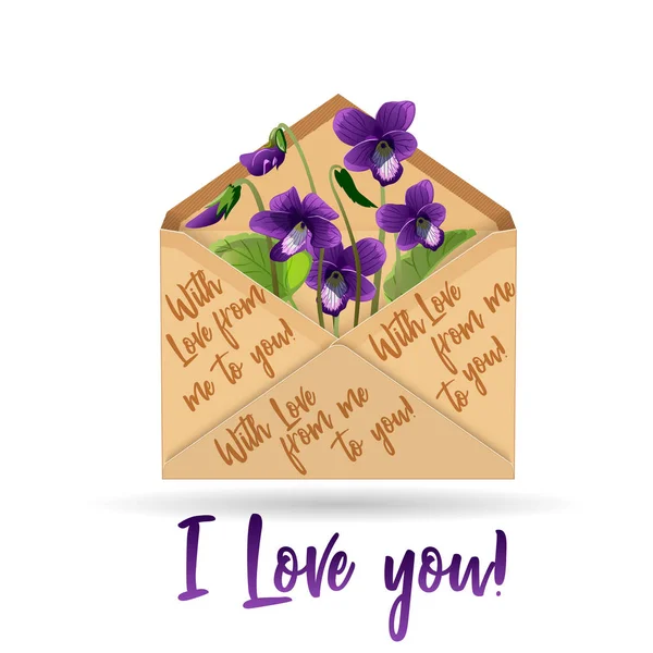 Envelope de papel kraft violeta — Vetor de Stock