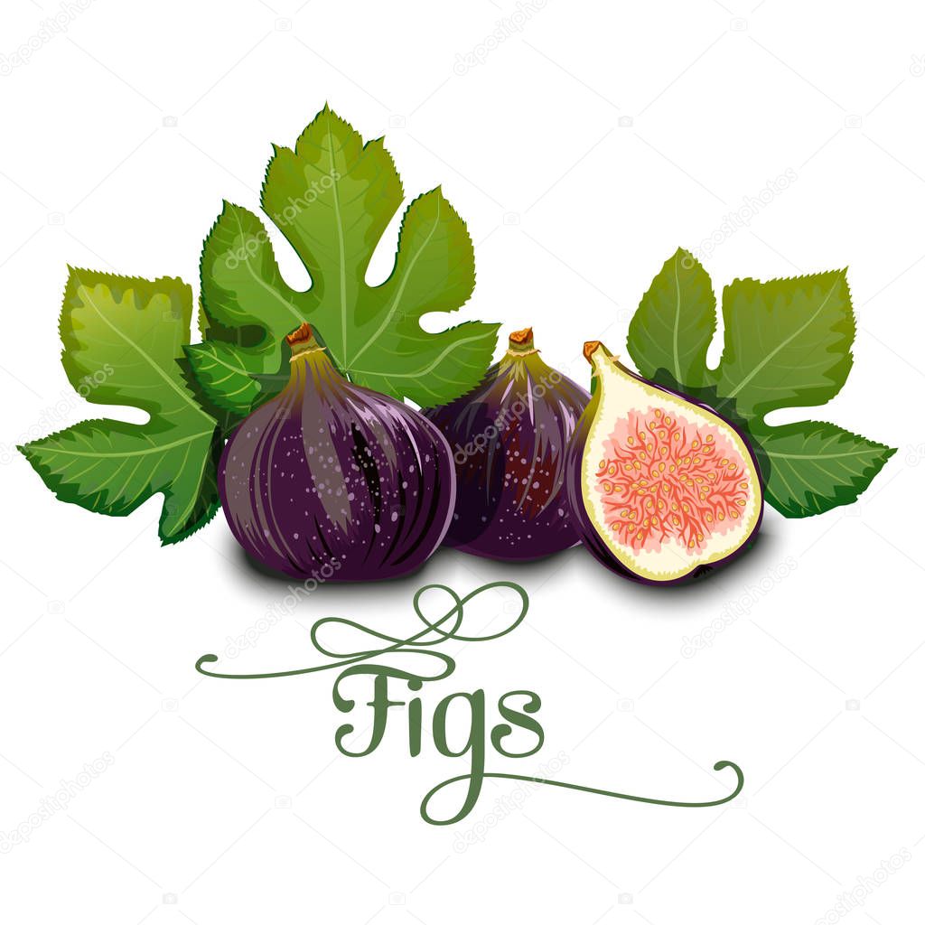 Whole figs with slice and leaf