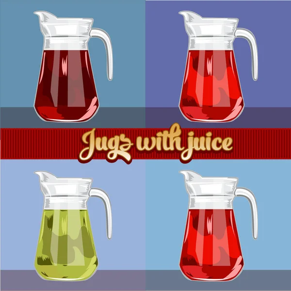Jugs with juice. Isolated image. — Stock Vector