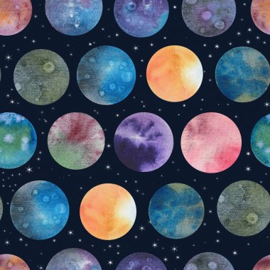 Suluboya gezegenlerin ve yıldızların kartpostallar, tekstil, Davetiyeler, ambalaj ve diğer şeyler çizmek için.