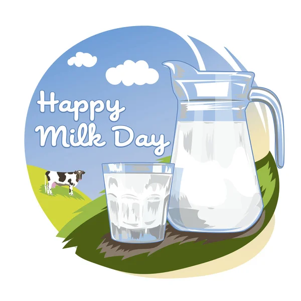 World Milk Day - postcard, poster or banner. — Stock Vector