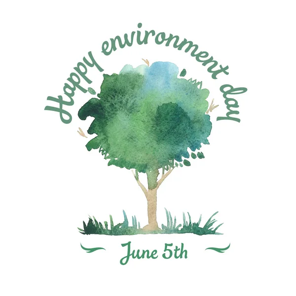 Feliz dia do ambiente. 5 de Junho. aquarela — Fotografia de Stock