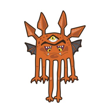 Kızgın çizgi film portakal canavarı. Vektör illüstrasyonu