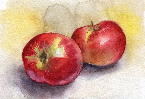 Aquarelle pomme rouge fruit isolé sur fond blanc — Photo