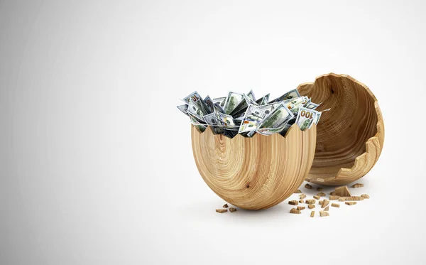 Grote houten ei gebroken — Stockfoto