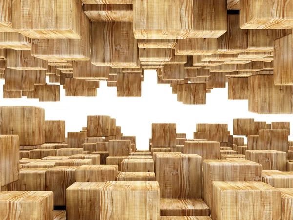 茶色の木製キューブ — ストック写真