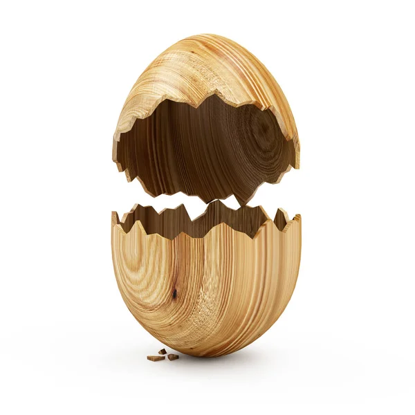 Easter empty broken wooden egg — Stock Photo, Image