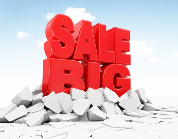 Big sale sign with destroyed floor — Stock Photo, Image