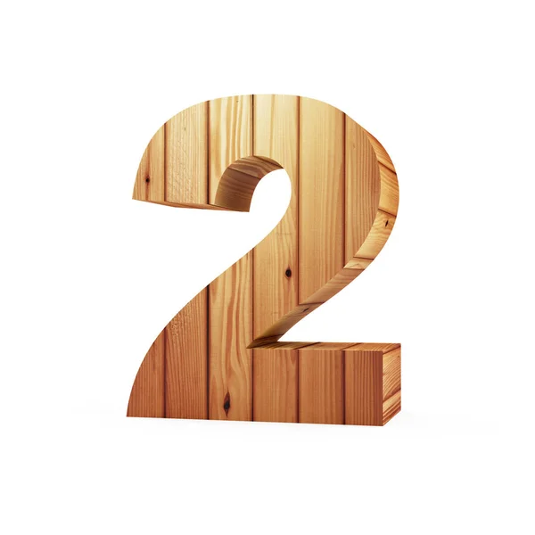Wooden number 2 — Stock Photo, Image