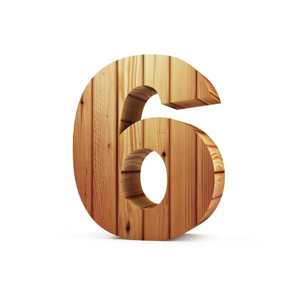 Wooden number 6 — Stock Photo, Image