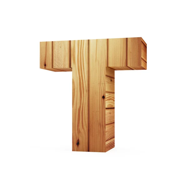 Letra de madeira T do alfabeto — Fotografia de Stock
