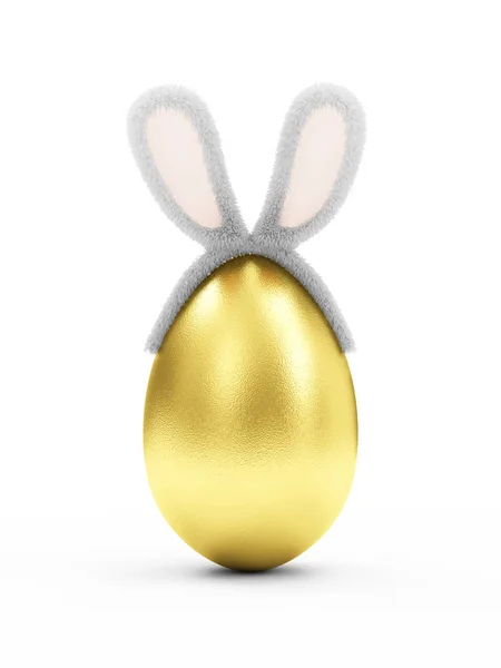 Easter gold egg with bunny ears — Stock Photo, Image