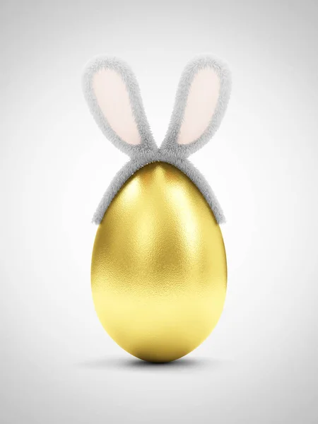Uovo d'oro pasquale con orecchie di coniglio — Foto Stock