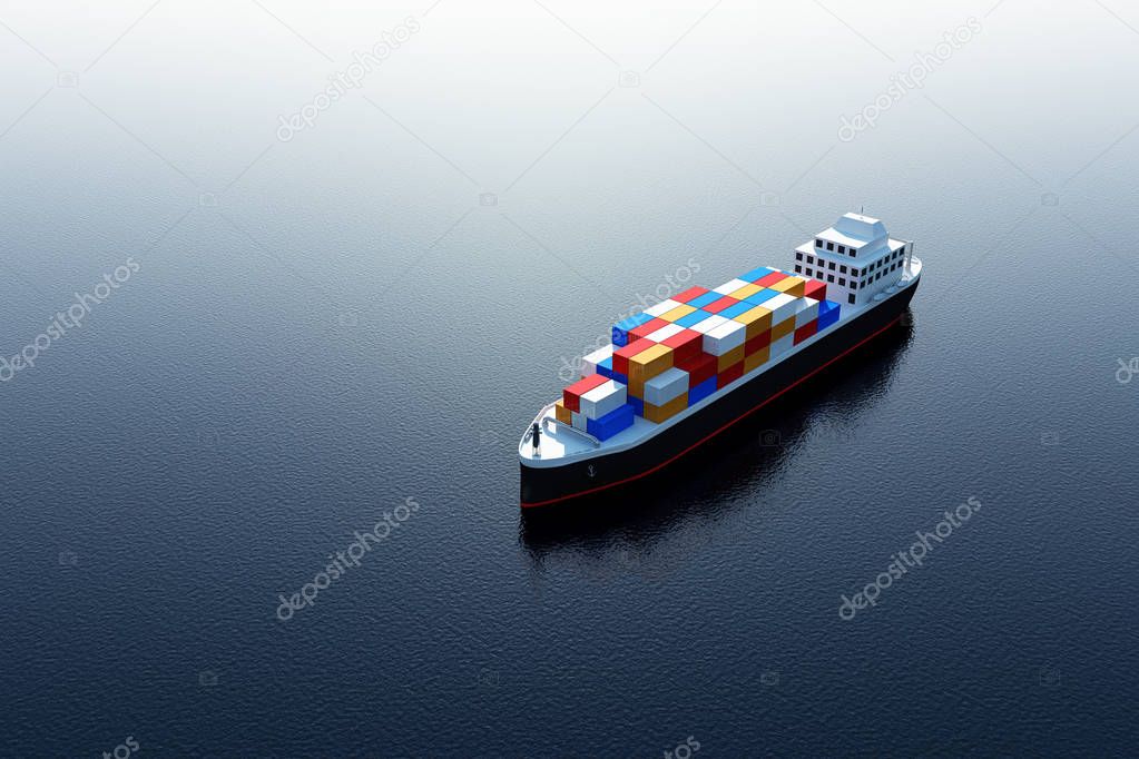 cargo ship with colorful cubes