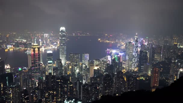 4K Timelapse de Hong Kong por la noche . — Vídeos de Stock