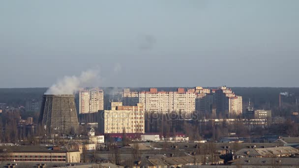 Димоходи електростанції — стокове відео