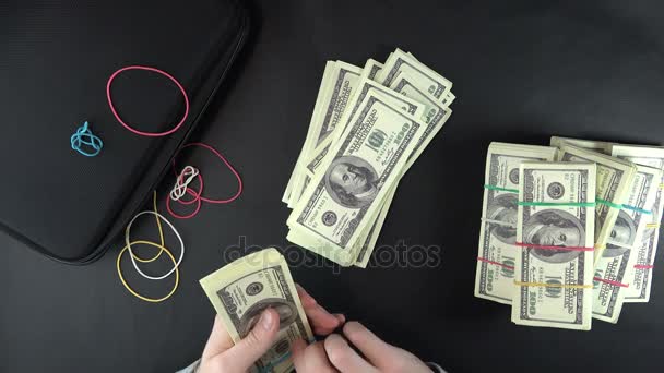 Vista superiore di Money Bag . — Video Stock