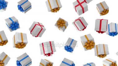 Animasyon düşen renkli hediye kutuları