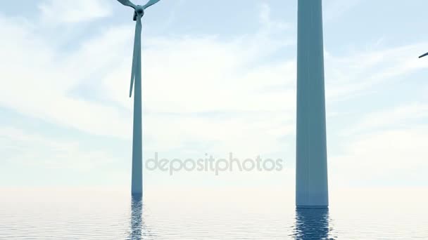 Turbinas eólicas modernas en el mar . — Vídeo de stock