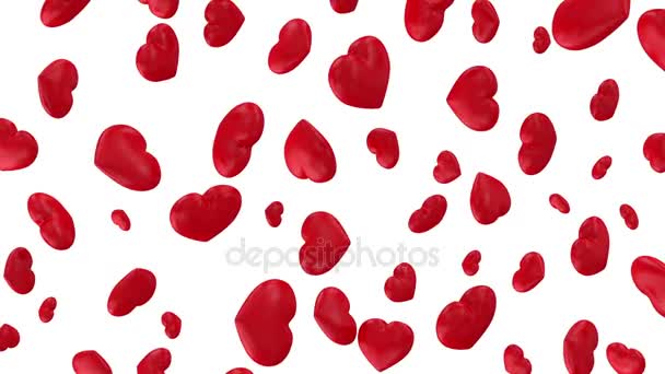 Animación de la caída de los corazones rojos — Vídeos de Stock