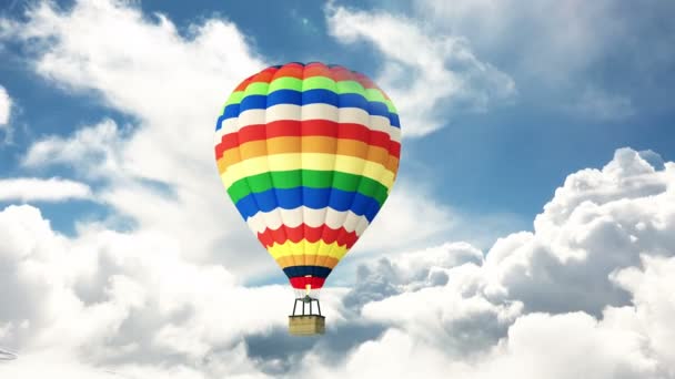 Hete luchtballon in wolken — Stockvideo