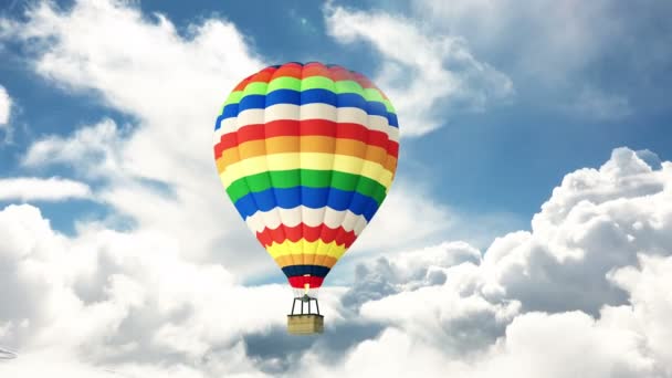 Heißluftballon in Wolken — Stockvideo