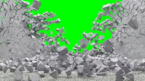Animatie van gebroken betonnen wand — Stockvideo