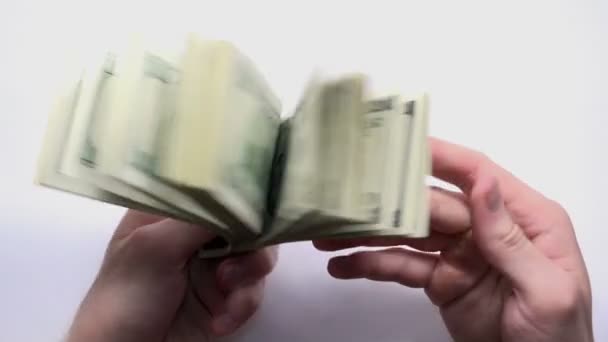 Top View of Man Showing Money Fan — Stock Video