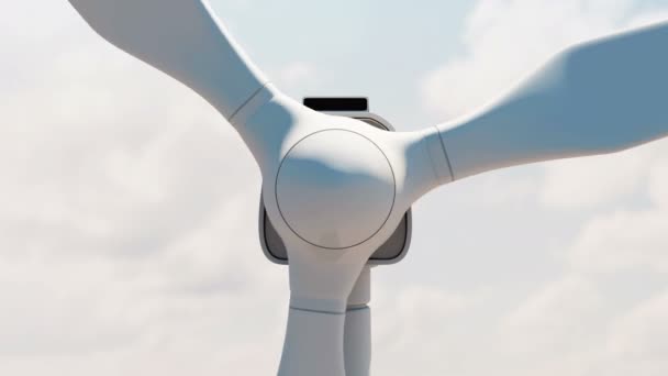 Animation moderner Windkraftanlagen aus nächster Nähe — Stockvideo